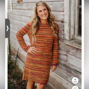 Scoop BOHO Sweater Dress Medium Striped Long Sleeve~NWOT
